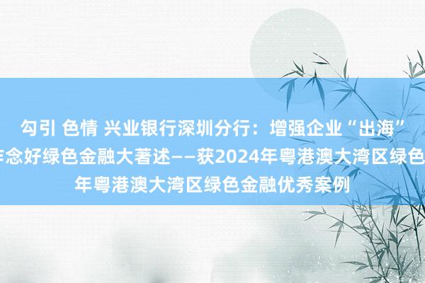 勾引 色情 兴业银行深圳分行：增强企业“出海”竞争力 塌实作念好绿色金融大著述——获2024年粤港澳大湾区绿色金融优秀案例