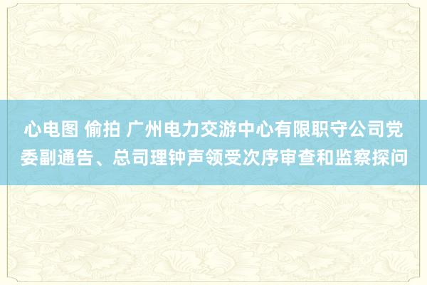 心电图 偷拍 广州电力交游中心有限职守公司党委副通告、总司理钟声领受次序审查和监察探问