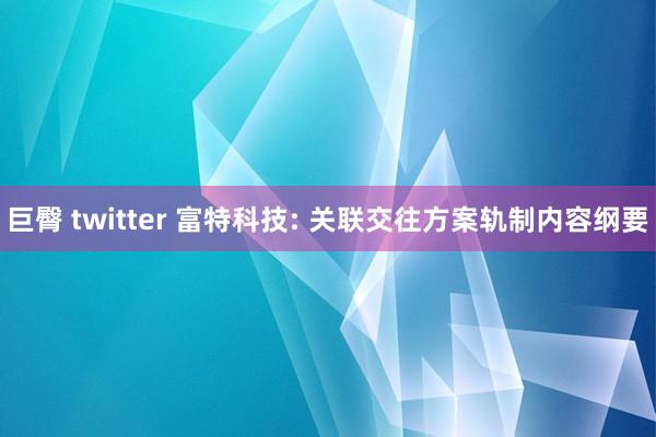 巨臀 twitter 富特科技: 关联交往方案轨制内容纲要