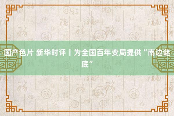 国产色片 新华时评丨为全国百年变局提供“南边谜底”