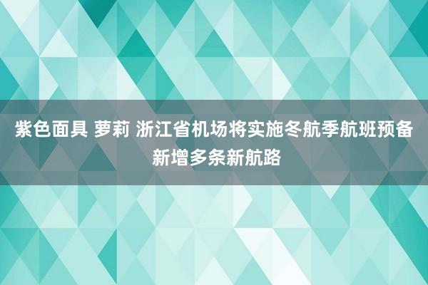 紫色面具 萝莉 浙江省机场将实施冬航季航班预备 新增多条新航路