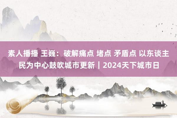 素人播播 王巍：破解痛点 堵点 矛盾点 以东谈主民为中心鼓吹城市更新｜2024天下城市日