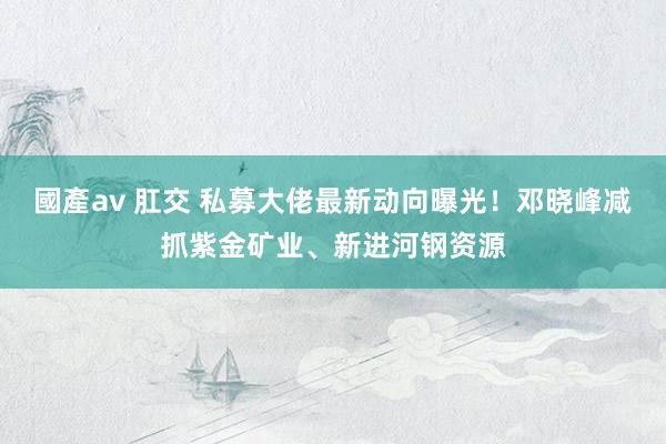 國產av 肛交 私募大佬最新动向曝光！邓晓峰减抓紫金矿业、新进河钢资源