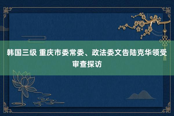 韩国三级 重庆市委常委、政法委文告陆克华领受审查探访