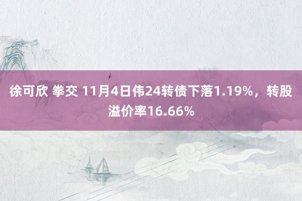 徐可欣 拳交 11月4日伟24转债下落1.19%，转股溢价率16.66%