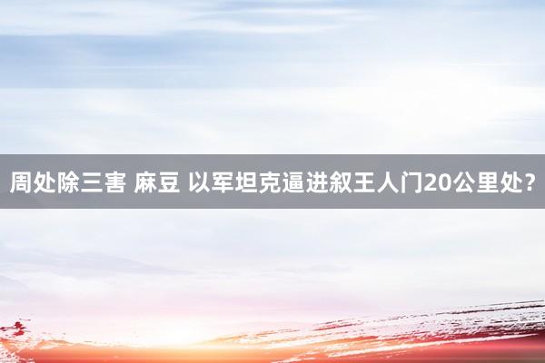 周处除三害 麻豆 以军坦克逼进叙王人门20公里处？