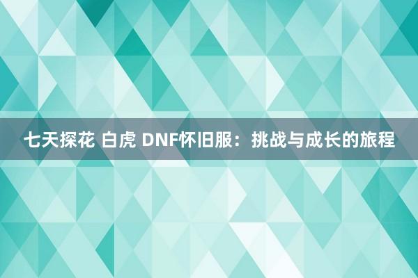 七天探花 白虎 DNF怀旧服：挑战与成长的旅程