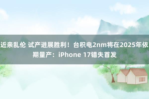 近亲乱伦 试产进展胜利！台积电2nm将在2025年依期量产：iPhone 17错失首发