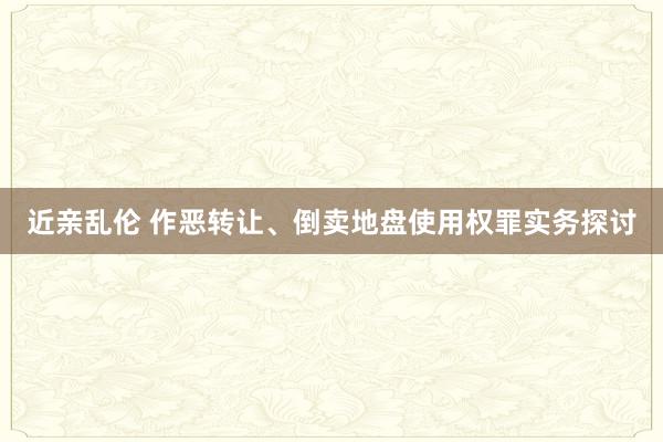 近亲乱伦 作恶转让、倒卖地盘使用权罪实务探讨