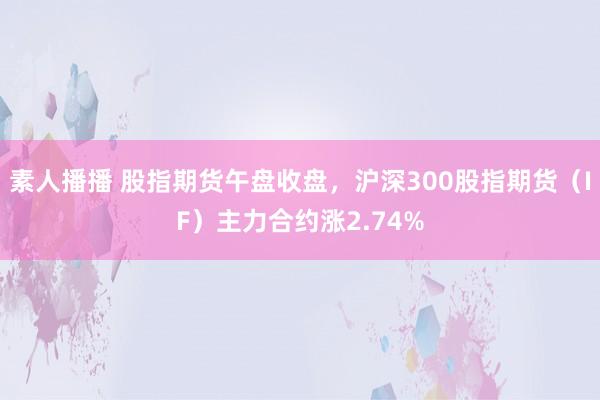 素人播播 股指期货午盘收盘，沪深300股指期货（IF）主力合约涨2.74%